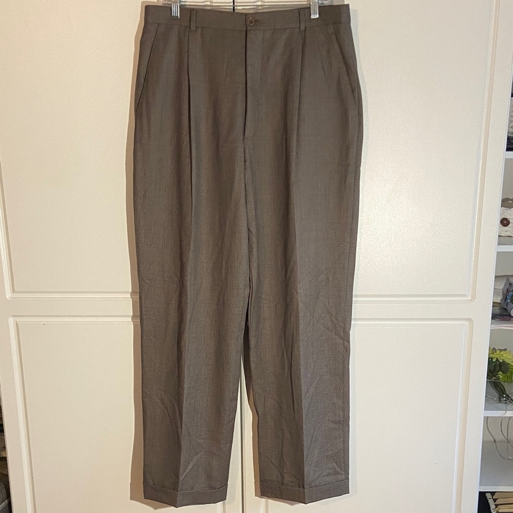 Armani Collezioni Brown Pleated Dress Pants